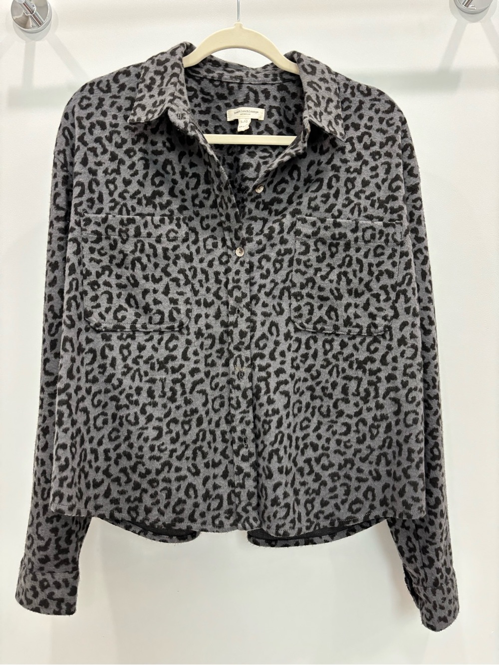 beachlunchlounge Grey Leopard Button-Front Shirt